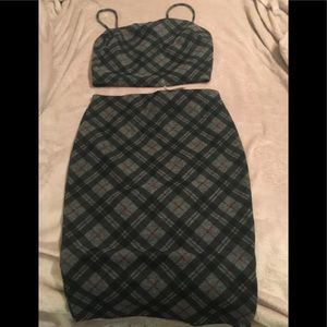 Windsor plaid two piece skirt set